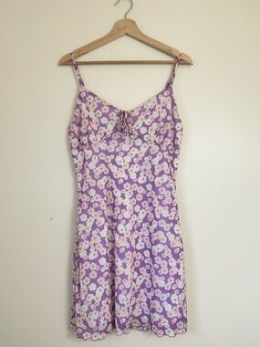 Streetwear Society Purple Daisy Floral Mesh Mini Dress | Large